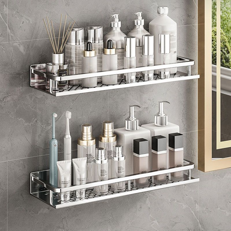 Silver Bathroom Accessory Set Metal 1/2/3 - Piece Bath Shelf Clearhalo 'Bathroom Hardware Sets' 'Bathroom Hardware' 'Bathroom Remodel & Bathroom Fixtures' 'bathroom_hardware_sets' 'Home Improvement' 'home_improvement' 'home_improvement_bathroom_hardware_sets' 1200x1200_8c035c6b-5ab1-41d9-8d8f-7fbe546aa6a1