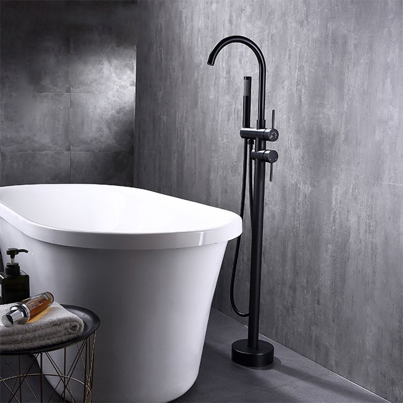 Floor Mounted Metal Freestanding Tub Filler High Arc Freestanding Faucet Clearhalo 'Bathroom Remodel & Bathroom Fixtures' 'Bathtub Faucets' 'bathtub_faucets' 'Home Improvement' 'home_improvement' 'home_improvement_bathtub_faucets' 1200x1200_8c07adff-8a6a-4665-8818-a5165e6afb79