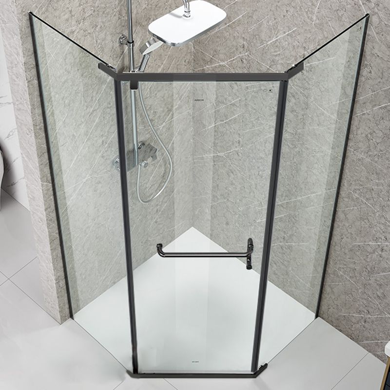 Neo-Angle Tempered Glass Shower Enclosure Black Framed Shower Kit Clearhalo 'Bathroom Remodel & Bathroom Fixtures' 'Home Improvement' 'home_improvement' 'home_improvement_shower_stalls_enclosures' 'Shower Stalls & Enclosures' 'shower_stalls_enclosures' 'Showers & Bathtubs' 1200x1200_8c0b1b51-67a7-4f49-8622-ed0e8b0eb2fe