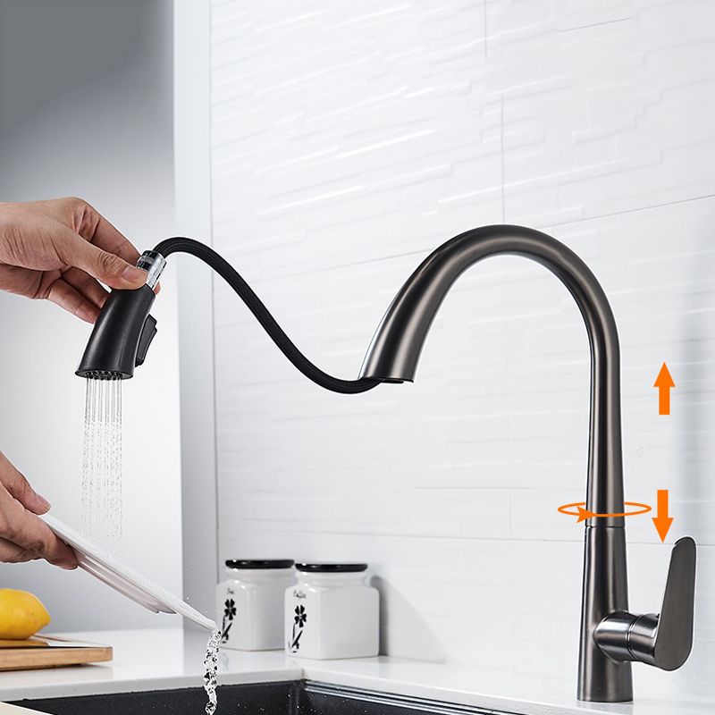 Single Handle Kitchen Faucet Pull Down Faucet with Pull out Sprayer Clearhalo 'Home Improvement' 'home_improvement' 'home_improvement_kitchen_faucets' 'Kitchen Faucets' 'Kitchen Remodel & Kitchen Fixtures' 'Kitchen Sinks & Faucet Components' 'kitchen_faucets' 1200x1200_8c154f66-a80d-4f8b-9c38-bdb0e0ba0bef