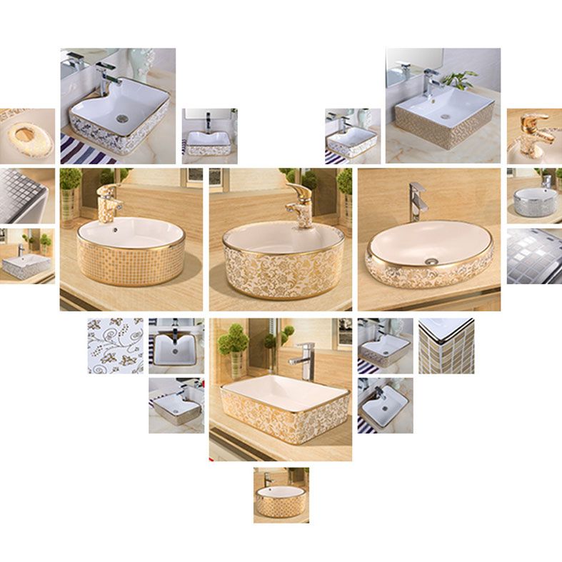 Glam Vessel Lavatory Sink Oval Porcelain with Faucet Vessel Sink Clearhalo 'Bathroom Remodel & Bathroom Fixtures' 'Bathroom Sinks & Faucet Components' 'Bathroom Sinks' 'bathroom_sink' 'Home Improvement' 'home_improvement' 'home_improvement_bathroom_sink' 1200x1200_8c1e8c9b-d72b-405a-af49-acbe66b290bb