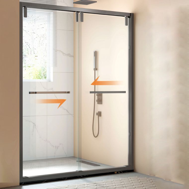 Tempered Glass Shower Door with Stone Base, Dual Moving Semi Frameless Shower Bath Door Clearhalo 'Bathroom Remodel & Bathroom Fixtures' 'Home Improvement' 'home_improvement' 'home_improvement_shower_tub_doors' 'Shower and Tub Doors' 'shower_tub_doors' 'Showers & Bathtubs' 1200x1200_8c27c579-ec0b-468e-a3fc-585344d35925
