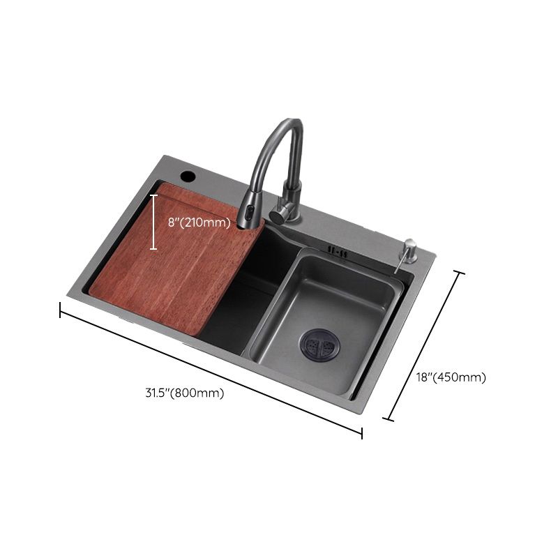 Black Kitchen Sink Single Bowl Cutting Board Top Mount Stainless Steel Kitchen Sink Clearhalo 'Home Improvement' 'home_improvement' 'home_improvement_kitchen_sinks' 'Kitchen Remodel & Kitchen Fixtures' 'Kitchen Sinks & Faucet Components' 'Kitchen Sinks' 'kitchen_sinks' 1200x1200_8c3cb393-34da-43af-a736-a2f0094b200f
