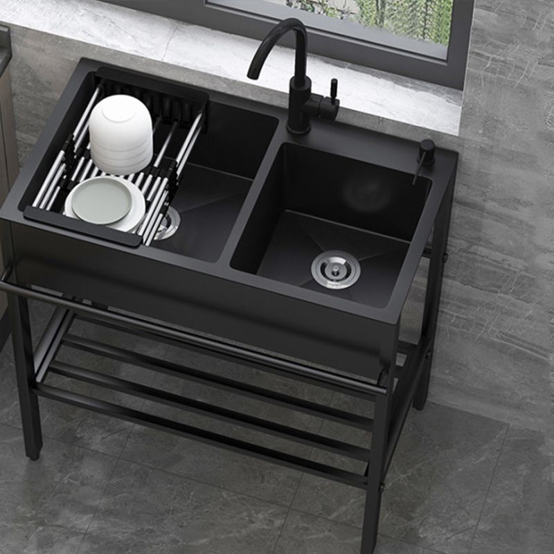 Modern Style Kitchen Sink All-in-one Black Kitchen Sink with Drain Assembly Clearhalo 'Home Improvement' 'home_improvement' 'home_improvement_kitchen_sinks' 'Kitchen Remodel & Kitchen Fixtures' 'Kitchen Sinks & Faucet Components' 'Kitchen Sinks' 'kitchen_sinks' 1200x1200_8c3de0f5-830e-4c4f-8500-6d1d304646b1