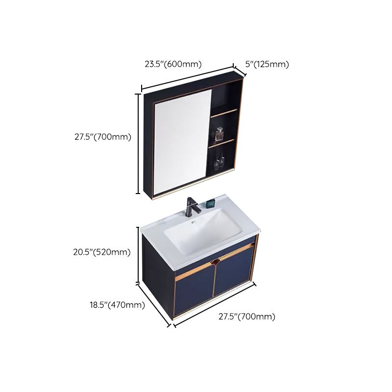 Bath Vanity Set Wall Mount Single Sink Blue Glam Metal Faucet Included Vanity Set Clearhalo 'Bathroom Remodel & Bathroom Fixtures' 'Bathroom Vanities' 'bathroom_vanities' 'Home Improvement' 'home_improvement' 'home_improvement_bathroom_vanities' 1200x1200_8c4bfba0-8044-4752-9fd7-dd3858b4618a