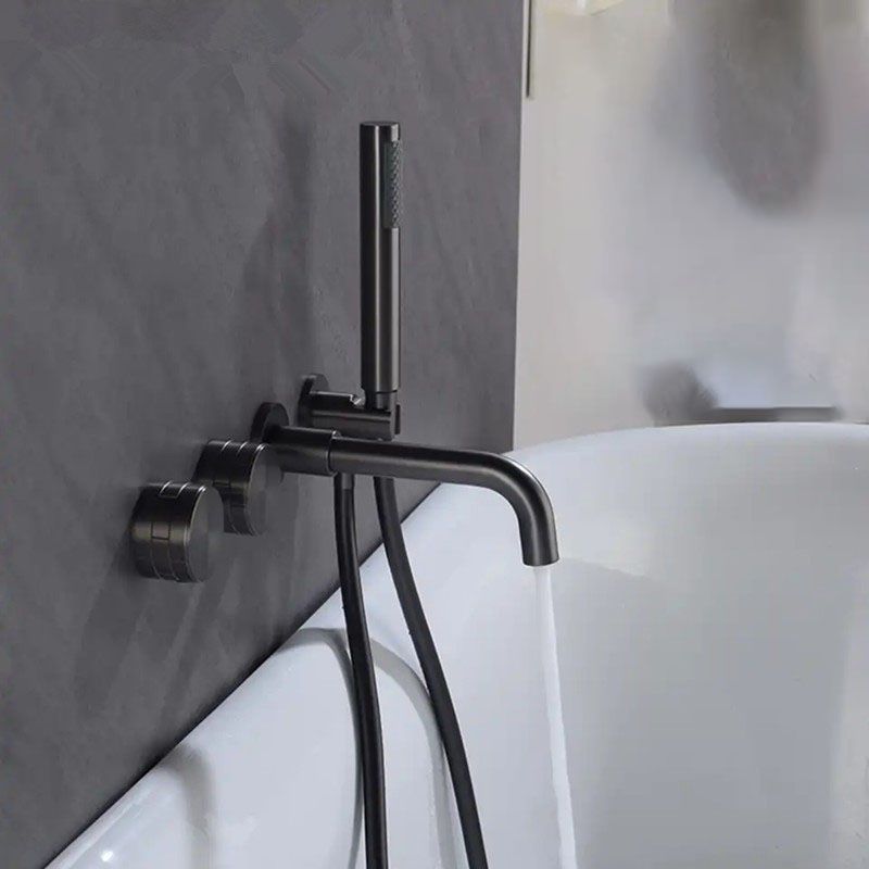 Modern Wall Mounted Faucet Solid Color Bathroom Faucet with Double Handle Clearhalo 'Bathroom Remodel & Bathroom Fixtures' 'Bathtub Faucets' 'bathtub_faucets' 'Home Improvement' 'home_improvement' 'home_improvement_bathtub_faucets' 1200x1200_8c4d6663-43a6-4fbd-b81b-f59b1c7974d8