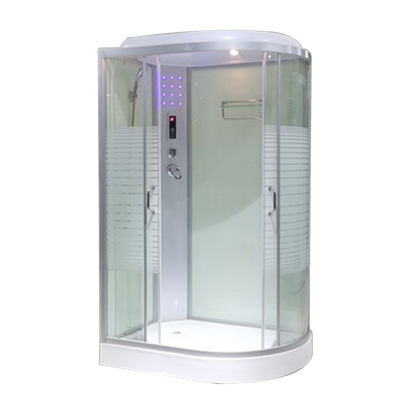 Double Sliding Rounded Shower Stall Tempered Glass Shower Stall with Hand Shower Clearhalo 'Bathroom Remodel & Bathroom Fixtures' 'Home Improvement' 'home_improvement' 'home_improvement_shower_stalls_enclosures' 'Shower Stalls & Enclosures' 'shower_stalls_enclosures' 'Showers & Bathtubs' 1200x1200_8c65799b-7901-4583-b141-5e3ecc33611c