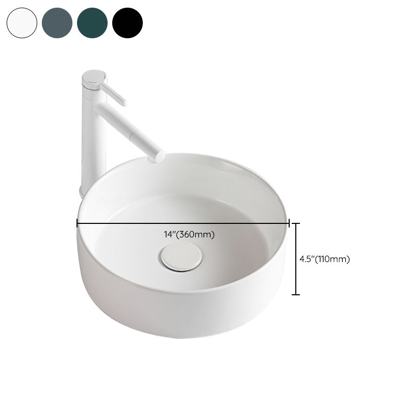 Modern Bathroom Sink Porcelain Round Vessel Sink with Pop-Up Drain Clearhalo 'Bathroom Remodel & Bathroom Fixtures' 'Bathroom Sinks & Faucet Components' 'Bathroom Sinks' 'bathroom_sink' 'Home Improvement' 'home_improvement' 'home_improvement_bathroom_sink' 1200x1200_8c77bf0d-8d39-4a81-9ae7-bcec997cfb75