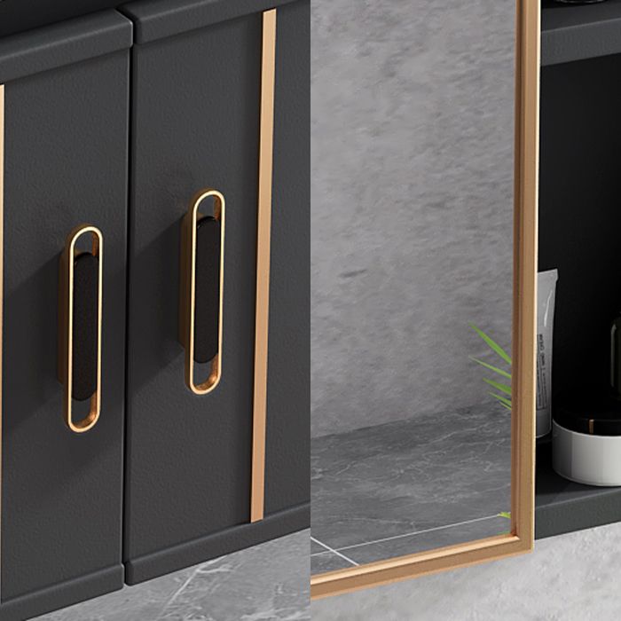 Rectangular Bathroom Vanity Modern Black Metal Frame Single Vanity Set Clearhalo 'Bathroom Remodel & Bathroom Fixtures' 'Bathroom Vanities' 'bathroom_vanities' 'Home Improvement' 'home_improvement' 'home_improvement_bathroom_vanities' 1200x1200_8cb0cb39-0ba8-4fa4-b904-120121d844f8