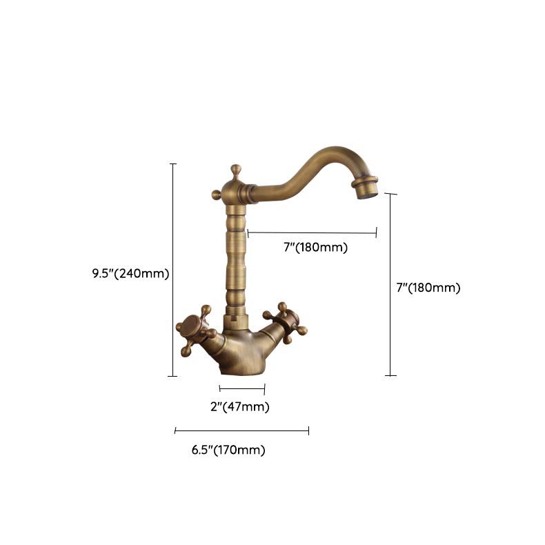 Traditional Kitchen Faucet Brass High Arc Gold Standard Kitchen Faucets with Double Handle Clearhalo 'Home Improvement' 'home_improvement' 'home_improvement_kitchen_faucets' 'Kitchen Faucets' 'Kitchen Remodel & Kitchen Fixtures' 'Kitchen Sinks & Faucet Components' 'kitchen_faucets' 1200x1200_8cb5bf91-00ec-4c91-9f33-608e94478853