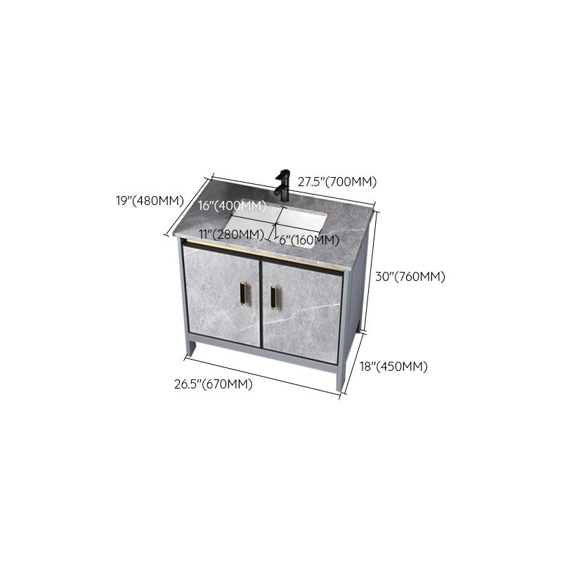 Contemporary Sink Cabinet Freestanding Mirror Cabinet Bathroom Vanity Set in Gray Clearhalo 'Bathroom Remodel & Bathroom Fixtures' 'Bathroom Vanities' 'bathroom_vanities' 'Home Improvement' 'home_improvement' 'home_improvement_bathroom_vanities' 1200x1200_8cf0508c-ac72-4a9c-b47d-f60ff314bcde