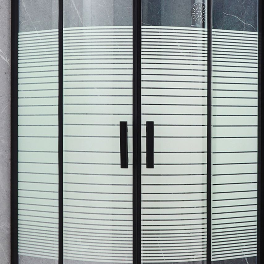 Tempered Glass Shower Enclosure Black Double Sliding Door Shower Kit Clearhalo 'Bathroom Remodel & Bathroom Fixtures' 'Home Improvement' 'home_improvement' 'home_improvement_shower_stalls_enclosures' 'Shower Stalls & Enclosures' 'shower_stalls_enclosures' 'Showers & Bathtubs' 1200x1200_8cf90280-3b27-4aa4-ac43-be1aa5db1521