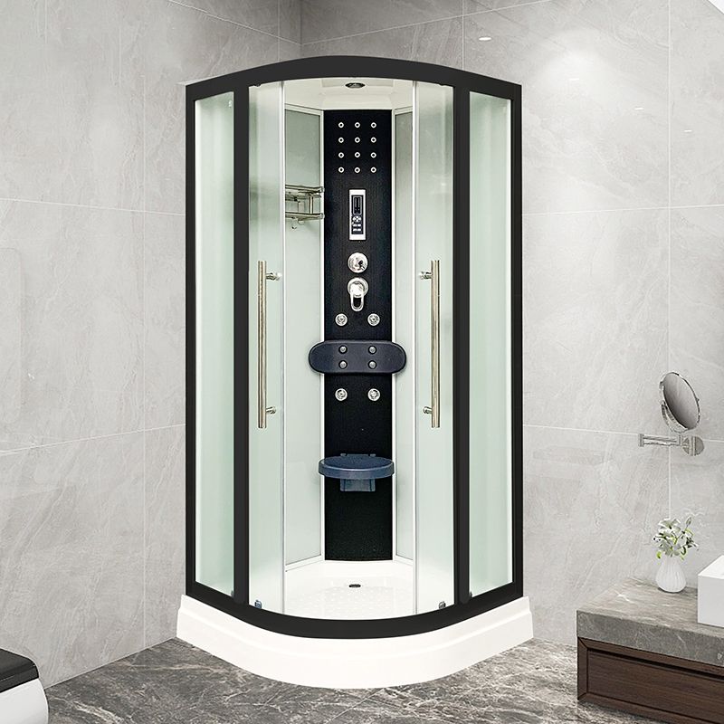 Framed Black Shower Enclosure Clear Easy Clean Glass Rounded Shower Enclosure Clearhalo 'Bathroom Remodel & Bathroom Fixtures' 'Home Improvement' 'home_improvement' 'home_improvement_shower_stalls_enclosures' 'Shower Stalls & Enclosures' 'shower_stalls_enclosures' 'Showers & Bathtubs' 1200x1200_8d056a72-3b8f-436f-9311-a77615638e6b