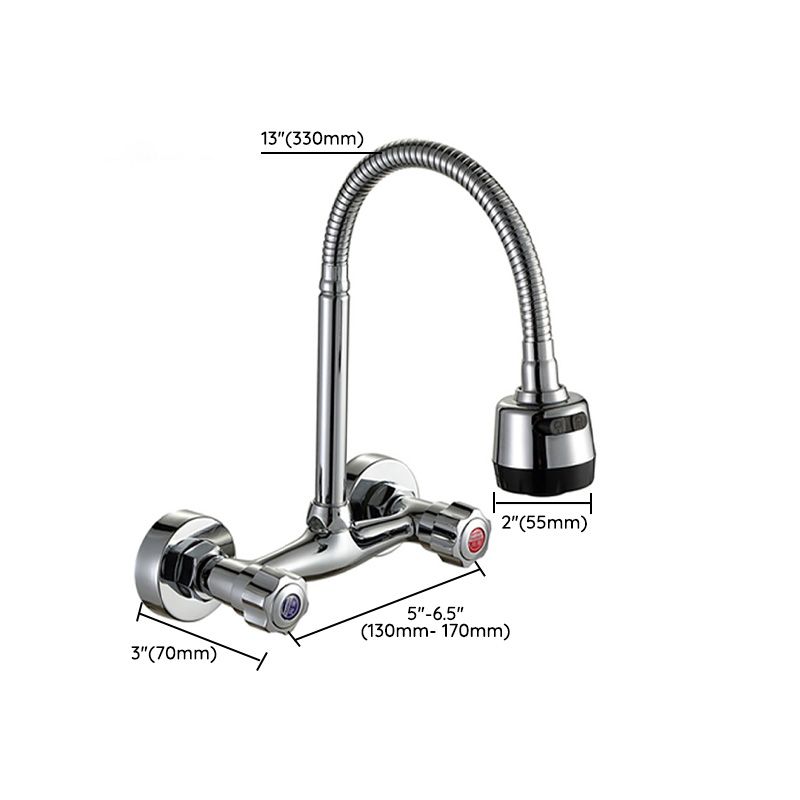 Contemporary Wall Mounted Kitchen Faucet High Arch Double Handles Water Filler in Chrome Clearhalo 'Home Improvement' 'home_improvement' 'home_improvement_kitchen_faucets' 'Kitchen Faucets' 'Kitchen Remodel & Kitchen Fixtures' 'Kitchen Sinks & Faucet Components' 'kitchen_faucets' 1200x1200_8d17518e-998d-40e9-81dd-3698fb8d4632