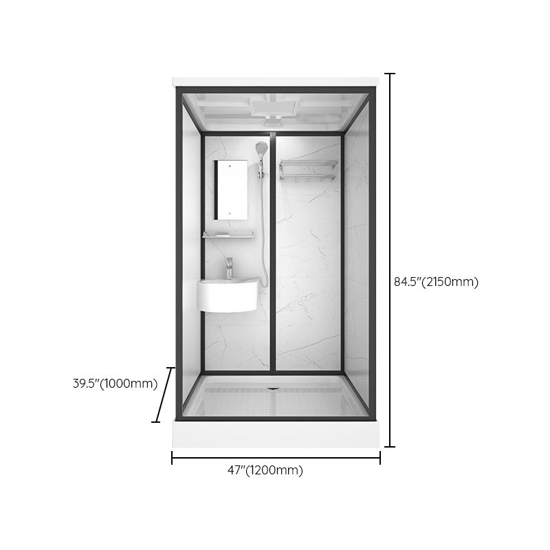 Contemporary Shower Stall Black Framed Tempered Glass Shower Stall Clearhalo 'Bathroom Remodel & Bathroom Fixtures' 'Home Improvement' 'home_improvement' 'home_improvement_shower_stalls_enclosures' 'Shower Stalls & Enclosures' 'shower_stalls_enclosures' 'Showers & Bathtubs' 1200x1200_8d29ce07-2d1e-4ede-8ebe-cd106e23999d
