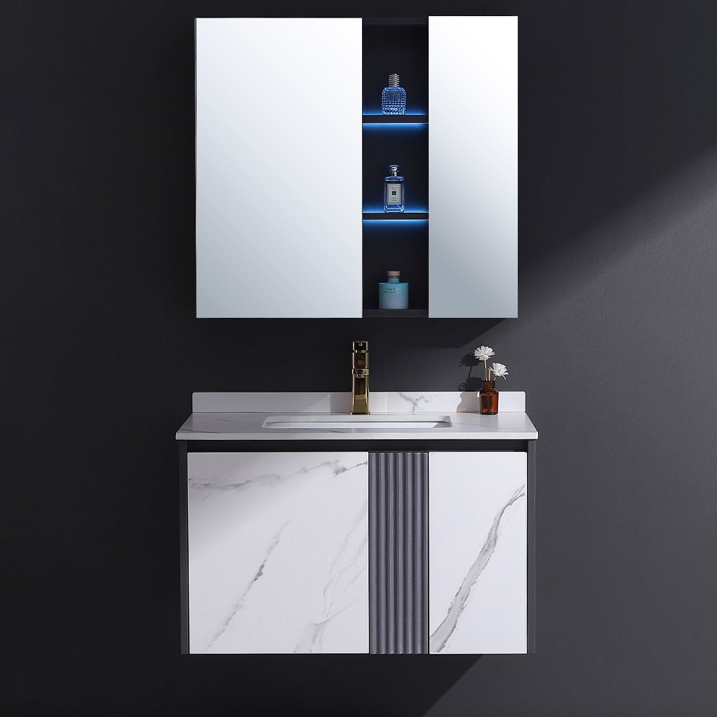 Modern Rectangular Vanity Set Stone Single-Sink Wall Mount Vanity Clearhalo 'Bathroom Remodel & Bathroom Fixtures' 'Bathroom Vanities' 'bathroom_vanities' 'Home Improvement' 'home_improvement' 'home_improvement_bathroom_vanities' 1200x1200_8d557c7a-333a-4271-a3a7-4ea23b183227
