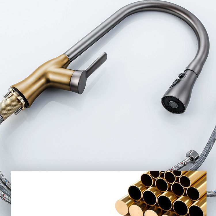 Contemporary Retractable Kitchen Faucet Copper Single Handle High Arc Kitchen Faucet Clearhalo 'Home Improvement' 'home_improvement' 'home_improvement_kitchen_faucets' 'Kitchen Faucets' 'Kitchen Remodel & Kitchen Fixtures' 'Kitchen Sinks & Faucet Components' 'kitchen_faucets' 1200x1200_8d60add8-49f1-46fe-9308-6e2cd20061a0