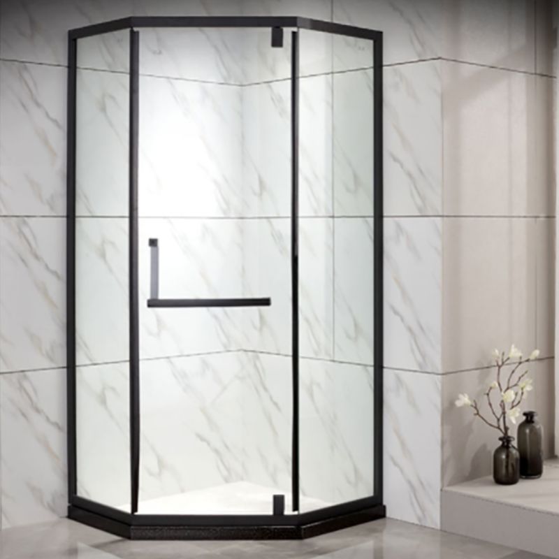 Black Stainless Steel Shower Stall Clear Pivot Shower Enclosure with Fixed Panel Clearhalo 'Bathroom Remodel & Bathroom Fixtures' 'Home Improvement' 'home_improvement' 'home_improvement_shower_stalls_enclosures' 'Shower Stalls & Enclosures' 'shower_stalls_enclosures' 'Showers & Bathtubs' 1200x1200_8d6b1b45-0c81-42f3-a9e9-405812826f18