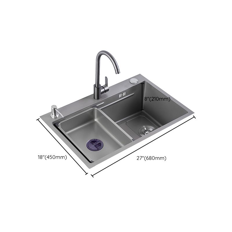 Grey Kitchen Sink Cutting Board Single Bowl Stainless Steel Top-Mount Kitchen Sink Clearhalo 'Home Improvement' 'home_improvement' 'home_improvement_kitchen_sinks' 'Kitchen Remodel & Kitchen Fixtures' 'Kitchen Sinks & Faucet Components' 'Kitchen Sinks' 'kitchen_sinks' 1200x1200_8d74778c-c0c7-4e2b-95fc-dea3b25e4a7a