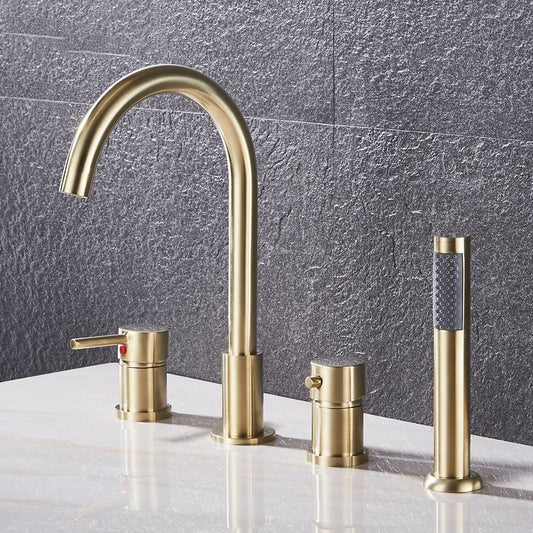 Modern Style Roman Tub Faucet Copper Deck-Mount Roman Tub Faucet Clearhalo 'Bathroom Remodel & Bathroom Fixtures' 'Bathtub Faucets' 'bathtub_faucets' 'Home Improvement' 'home_improvement' 'home_improvement_bathtub_faucets' 1200x1200_8d7a0df3-e37b-4b0d-b27f-a0e1fc860e04