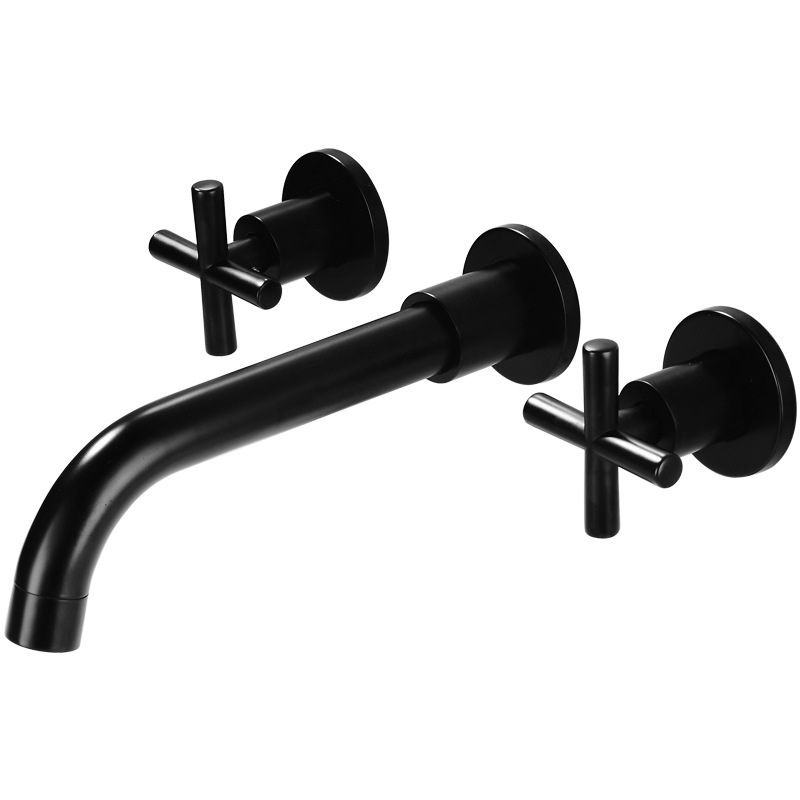 3 Holes Faucet 2 Cross Handles Wall Mounted Faucet for Bathroom Clearhalo 'Bathroom Remodel & Bathroom Fixtures' 'Bathroom Sink Faucets' 'Bathroom Sinks & Faucet Components' 'bathroom_sink_faucets' 'Home Improvement' 'home_improvement' 'home_improvement_bathroom_sink_faucets' 1200x1200_8d7c10f2-5d66-4d81-b0a5-fb824343c70e