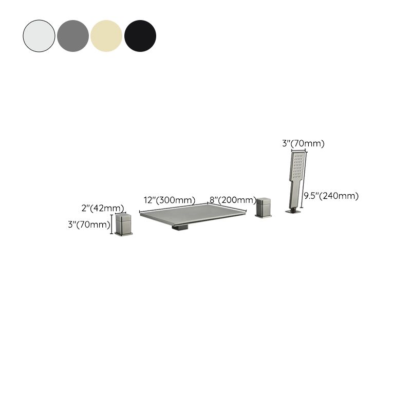 Modern Wall Mounted Metal Tub Filler Low Arc Waterfall Tub Faucet Trim Clearhalo 'Bathroom Remodel & Bathroom Fixtures' 'Bathtub Faucets' 'bathtub_faucets' 'Home Improvement' 'home_improvement' 'home_improvement_bathtub_faucets' 1200x1200_8d82d5a1-f8db-45f2-9783-7f7ca604ac0a