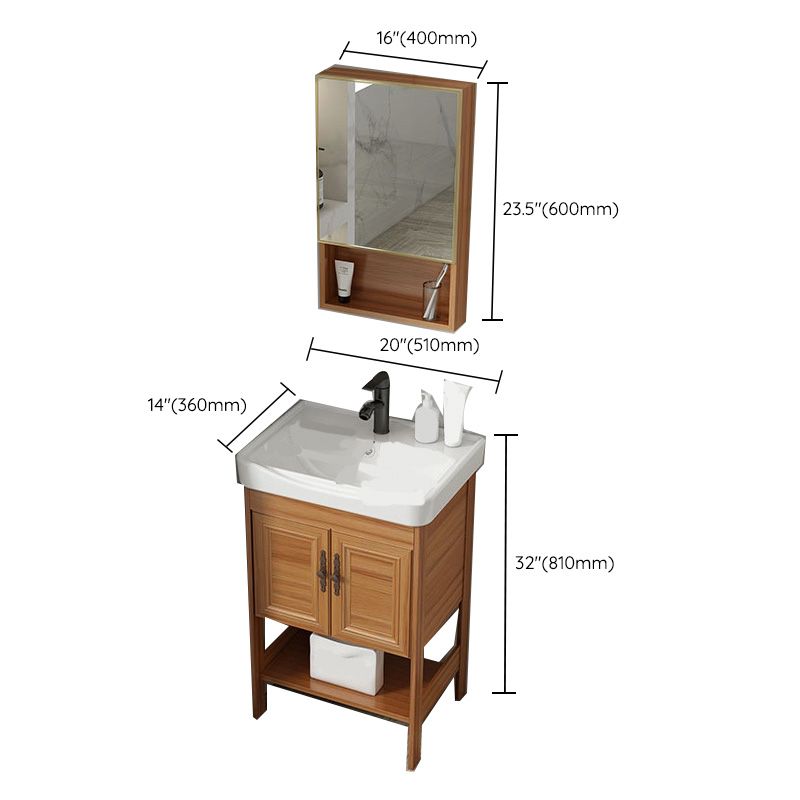 Contemporary Vanity Sink Wooden Mirror Cabinet Bathroom Space Saver Vanity Clearhalo 'Bathroom Remodel & Bathroom Fixtures' 'Bathroom Vanities' 'bathroom_vanities' 'Home Improvement' 'home_improvement' 'home_improvement_bathroom_vanities' 1200x1200_8d846b67-a1a1-44f7-a3aa-dc7e962fc05e