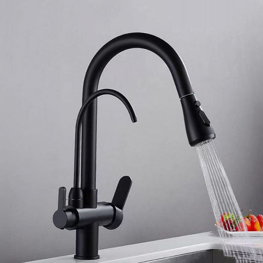 Contemporary Pull down Kitchen Faucet Double Handle High Arch 2-Function Water Filler Clearhalo 'Home Improvement' 'home_improvement' 'home_improvement_kitchen_faucets' 'Kitchen Faucets' 'Kitchen Remodel & Kitchen Fixtures' 'Kitchen Sinks & Faucet Components' 'kitchen_faucets' 1200x1200_8d85402b-f14f-4888-bb43-50cbb544165a