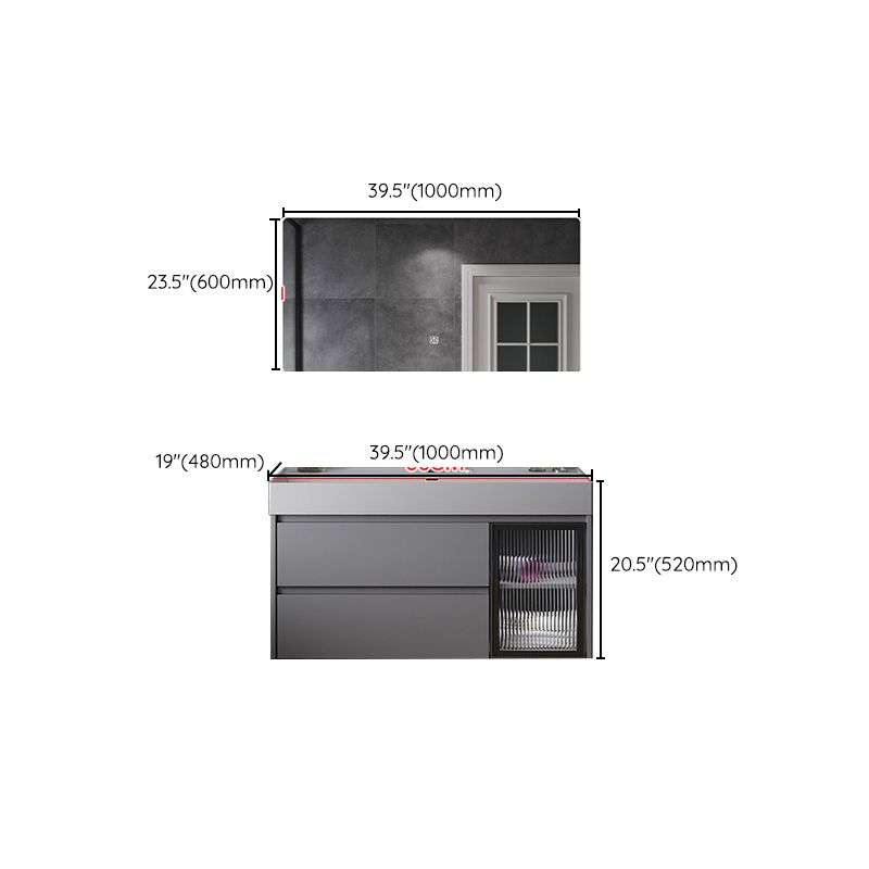 Contemporary Vanity Sink Wooden Wall-Mounted Bathroom Vanity Cabinet in Gray Clearhalo 'Bathroom Remodel & Bathroom Fixtures' 'Bathroom Vanities' 'bathroom_vanities' 'Home Improvement' 'home_improvement' 'home_improvement_bathroom_vanities' 1200x1200_8dae6a6b-b95e-4f49-ba20-c8264b687366