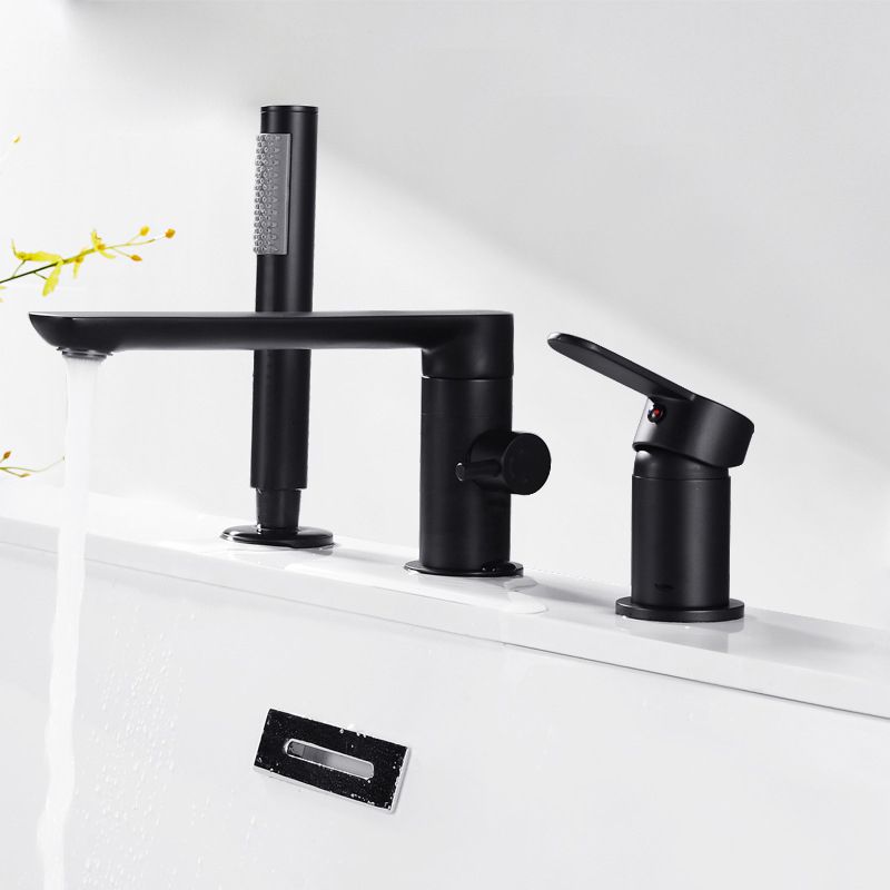 Deck Mounted Copper Freestanding Tub Filler Low Arc Roman Tub Faucet Set Clearhalo 'Bathroom Remodel & Bathroom Fixtures' 'Bathtub Faucets' 'bathtub_faucets' 'Home Improvement' 'home_improvement' 'home_improvement_bathtub_faucets' 1200x1200_8db18f08-8aa3-44dc-b190-73aa6b35e2b3