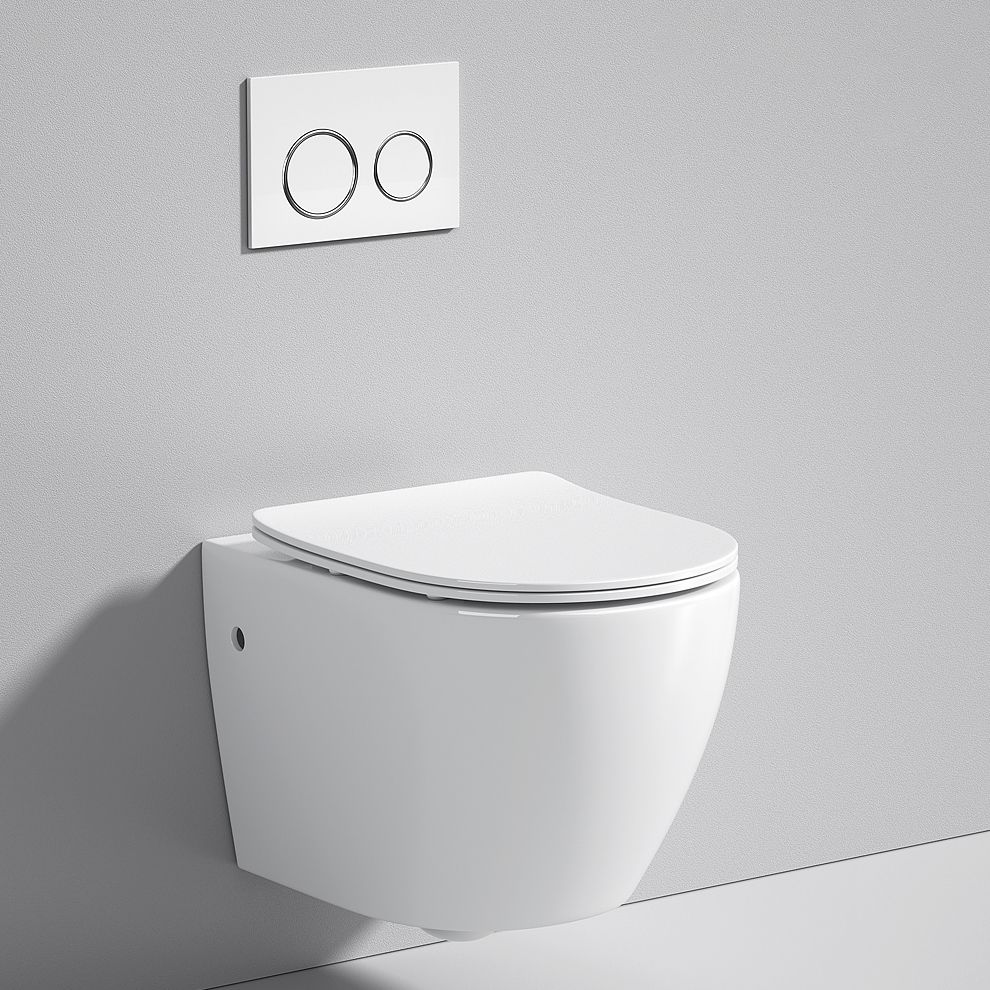 Modern White Flush Toilet Wall Hung One-Piece Toilet with Slow Close Seat Clearhalo 'Bathroom Remodel & Bathroom Fixtures' 'Home Improvement' 'home_improvement' 'home_improvement_toilets' 'Toilets & Bidets' 'Toilets' 1200x1200_8dbadb65-f2f4-4d1e-8bc0-e2004d023645