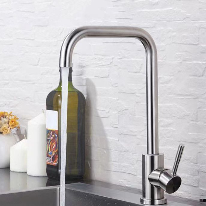 Modern 1-Handle Faucets Touchless Stainless Steel Standard Kitchen Faucets Clearhalo 'Home Improvement' 'home_improvement' 'home_improvement_kitchen_faucets' 'Kitchen Faucets' 'Kitchen Remodel & Kitchen Fixtures' 'Kitchen Sinks & Faucet Components' 'kitchen_faucets' 1200x1200_8dc18034-ffcb-4955-92b8-5ae9018be75d
