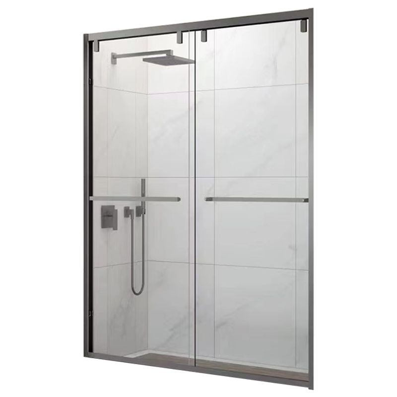 Semi-frameless Double Sliding Shower Door, One-line Shower Room Partition Clearhalo 'Bathroom Remodel & Bathroom Fixtures' 'Home Improvement' 'home_improvement' 'home_improvement_shower_tub_doors' 'Shower and Tub Doors' 'shower_tub_doors' 'Showers & Bathtubs' 1200x1200_8dc41814-fdc8-42c8-99e1-b563fd317bb5