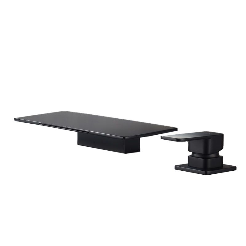Square Brass Tub Faucet in Black with Single Handle Bathroom Faucet Clearhalo 'Bathroom Remodel & Bathroom Fixtures' 'Bathtub Faucets' 'bathtub_faucets' 'Home Improvement' 'home_improvement' 'home_improvement_bathtub_faucets' 1200x1200_8dc65819-0b57-4db2-b51a-05ac6a80c60e