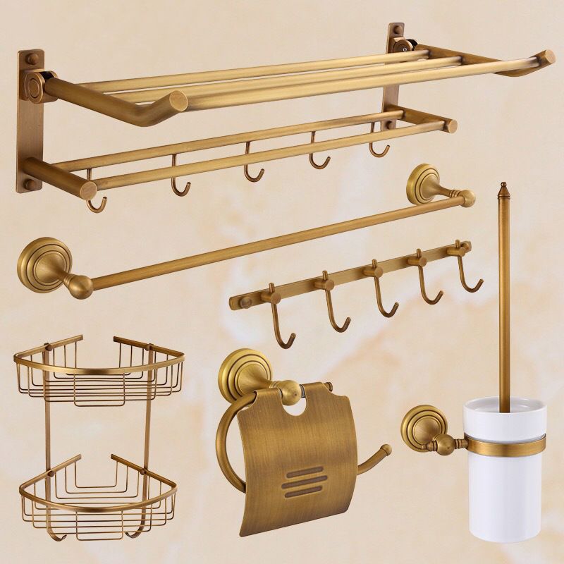 4-Piece Traditional Bathroom Accessory Set Gold Brass Bathroom Accessories Hardware Set Clearhalo 'Bathroom Hardware Sets' 'Bathroom Hardware' 'Bathroom Remodel & Bathroom Fixtures' 'bathroom_hardware_sets' 'Home Improvement' 'home_improvement' 'home_improvement_bathroom_hardware_sets' 1200x1200_8df1c2c4-27af-49f6-903e-6788e77ebd76
