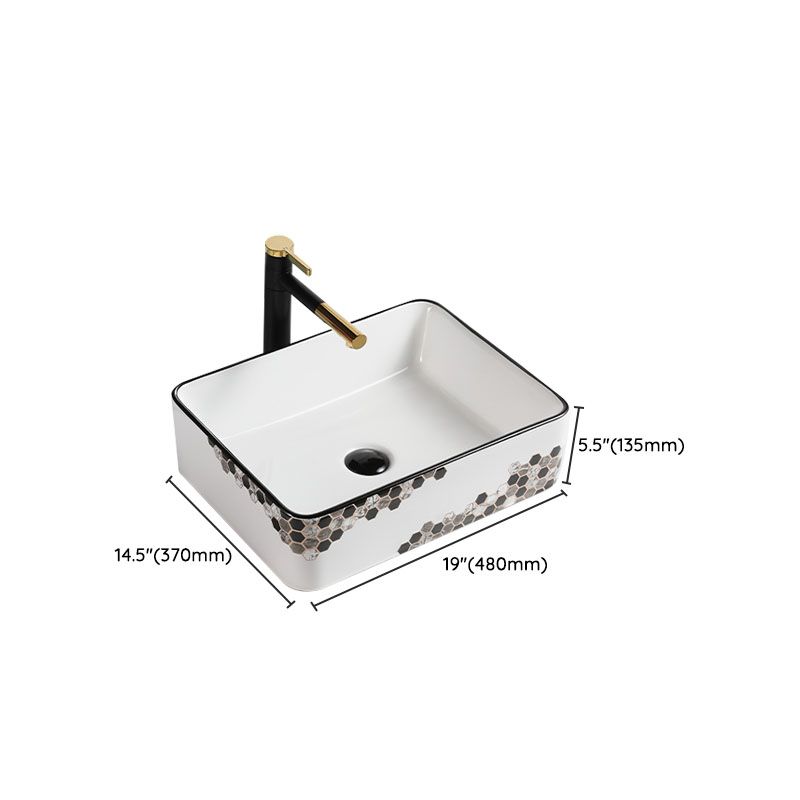 Modern Vessel Bathroom Sink Rectangular Porcelain with Pop-Up Drain Vessel Lavatory Sink Clearhalo 'Bathroom Remodel & Bathroom Fixtures' 'Bathroom Sinks & Faucet Components' 'Bathroom Sinks' 'bathroom_sink' 'Home Improvement' 'home_improvement' 'home_improvement_bathroom_sink' 1200x1200_8dfe8bd5-1b69-4673-a965-2535c1c90dd8