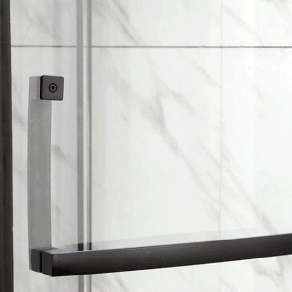 Black Semi Frameless Tempered Glass Shower Door Pivot Shower Door Clearhalo 'Bathroom Remodel & Bathroom Fixtures' 'Home Improvement' 'home_improvement' 'home_improvement_shower_tub_doors' 'Shower and Tub Doors' 'shower_tub_doors' 'Showers & Bathtubs' 1200x1200_8e0236f4-5326-4046-a1e3-c02577e493d9