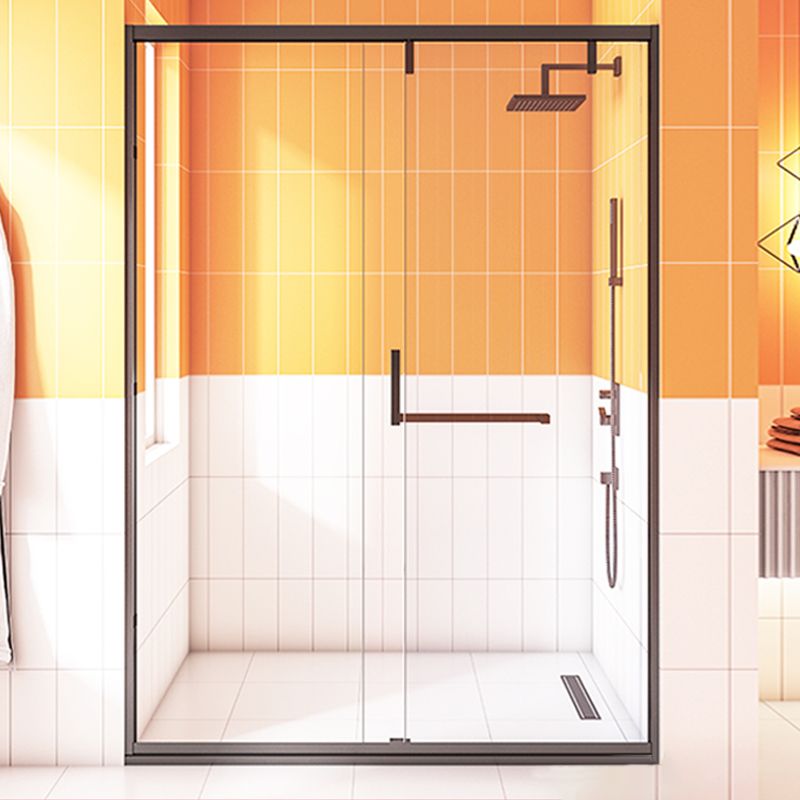 Narrow Edge Semi Frameless Shower Door Tempered Glass Single Sliding Shower Door Clearhalo 'Bathroom Remodel & Bathroom Fixtures' 'Home Improvement' 'home_improvement' 'home_improvement_shower_tub_doors' 'Shower and Tub Doors' 'shower_tub_doors' 'Showers & Bathtubs' 1200x1200_8e345b4a-cbe8-4136-b11b-da4fb23e97eb