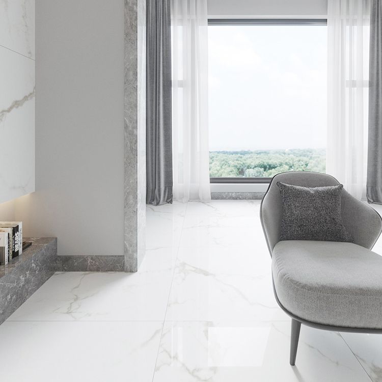 Popular Polished Porcelain Tile White Marble Patterned Square Wall Tile Clearhalo 'Floor Tiles & Wall Tiles' 'floor_tiles_wall_tiles' 'Flooring 'Home Improvement' 'home_improvement' 'home_improvement_floor_tiles_wall_tiles' Walls and Ceiling' 1200x1200_8e45d880-d4a4-41e6-8258-0dd8de59bfee