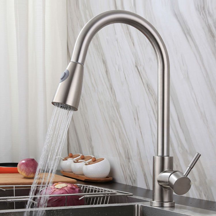 High Arch Kitchen Sink Faucet Lead Free Swivel Spout with Pull Down Sprayer Clearhalo 'Home Improvement' 'home_improvement' 'home_improvement_kitchen_faucets' 'Kitchen Faucets' 'Kitchen Remodel & Kitchen Fixtures' 'Kitchen Sinks & Faucet Components' 'kitchen_faucets' 1200x1200_8e46eae5-668e-4898-bdbb-739ffe469e8c