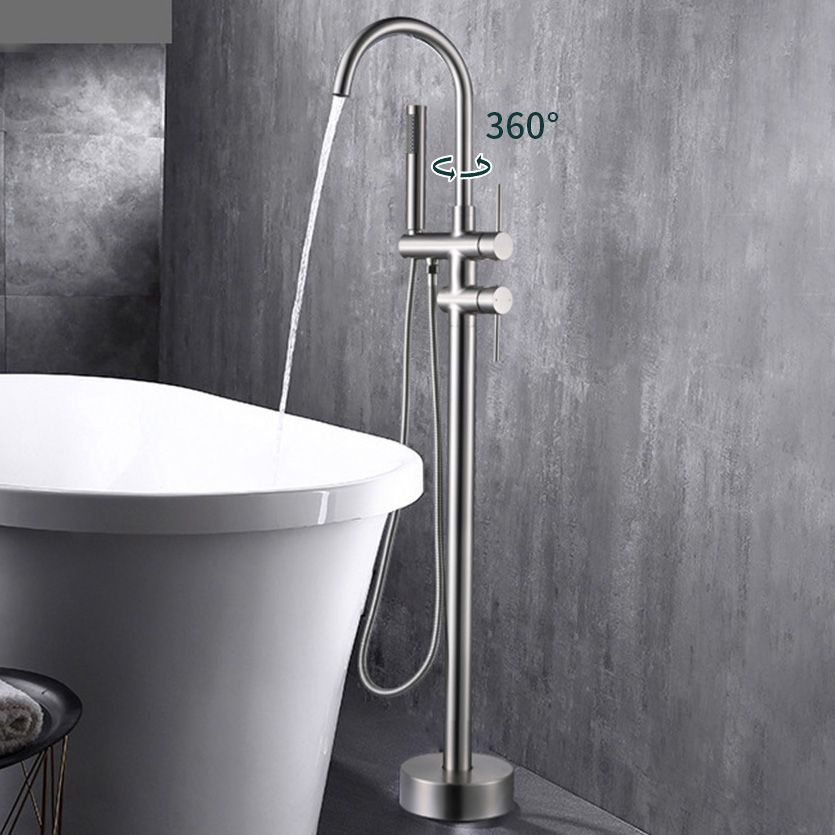 Modern Freestanding Tub Filler Floor Mounted Tub Faucet with Dual Handle Clearhalo 'Bathroom Remodel & Bathroom Fixtures' 'Bathtub Faucets' 'bathtub_faucets' 'Home Improvement' 'home_improvement' 'home_improvement_bathtub_faucets' 1200x1200_8e499736-f64b-499e-8737-927fdc318ba4