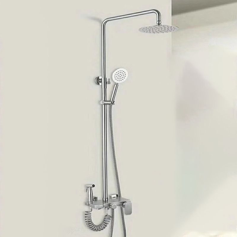 Modern Oval Swivel Shower Stainless Steel Shower Head Shower Faucet on Wall Clearhalo 'Bathroom Remodel & Bathroom Fixtures' 'Home Improvement' 'home_improvement' 'home_improvement_shower_faucets' 'Shower Faucets & Systems' 'shower_faucets' 'Showers & Bathtubs Plumbing' 'Showers & Bathtubs' 1200x1200_8ea90b3c-e4e8-4a4c-bcd0-5c5dc4fd7e16