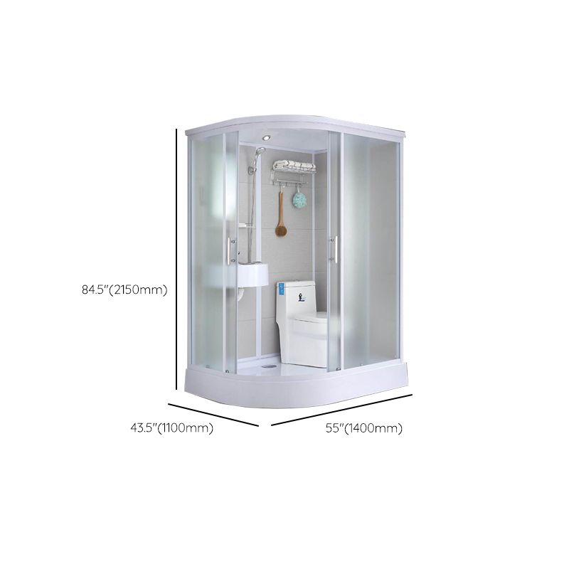 Single Sliding White Shower Kit Rectangle Frosted Shower Stall Clearhalo 'Bathroom Remodel & Bathroom Fixtures' 'Home Improvement' 'home_improvement' 'home_improvement_shower_stalls_enclosures' 'Shower Stalls & Enclosures' 'shower_stalls_enclosures' 'Showers & Bathtubs' 1200x1200_8eb22758-6c44-45c6-b6fb-7d0c2d8357eb