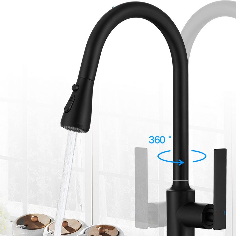 Modern Style Retractable Copper Kitchen Faucet Single Handle High Arc Kitchen Faucet Clearhalo 'Home Improvement' 'home_improvement' 'home_improvement_kitchen_faucets' 'Kitchen Faucets' 'Kitchen Remodel & Kitchen Fixtures' 'Kitchen Sinks & Faucet Components' 'kitchen_faucets' 1200x1200_8ebb8c0f-5293-4531-a740-b4442957003f