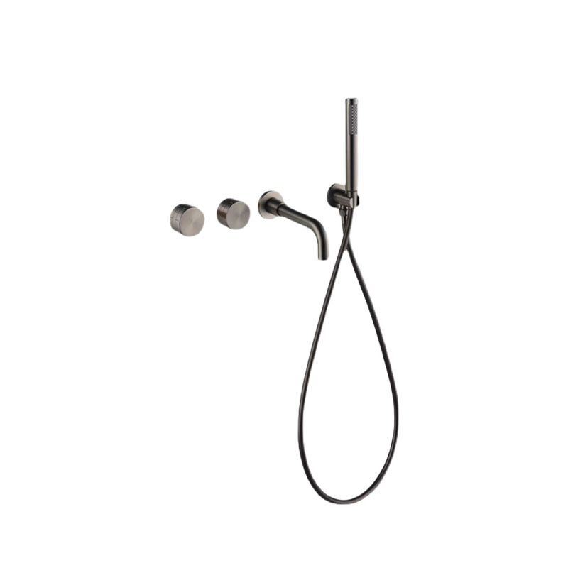 Modern Wall Mounted Faucet Solid Color Bathroom Faucet with Double Handle Clearhalo 'Bathroom Remodel & Bathroom Fixtures' 'Bathtub Faucets' 'bathtub_faucets' 'Home Improvement' 'home_improvement' 'home_improvement_bathtub_faucets' 1200x1200_8ee8b11e-a731-479a-bbb2-4e94619360ba