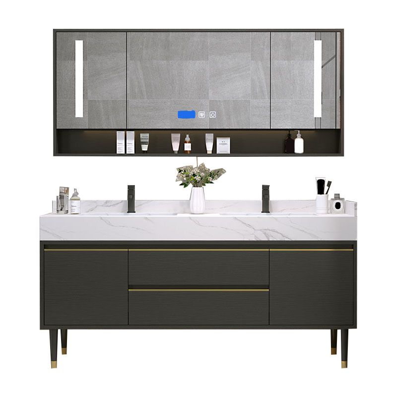 Metal Frame Vanity Drawers Rectangle Black Mirror Bathroom Vanity Set with 2 Doors Clearhalo 'Bathroom Remodel & Bathroom Fixtures' 'Bathroom Vanities' 'bathroom_vanities' 'Home Improvement' 'home_improvement' 'home_improvement_bathroom_vanities' 1200x1200_8f17aed6-cb09-4fca-89c4-257987d8ff7f
