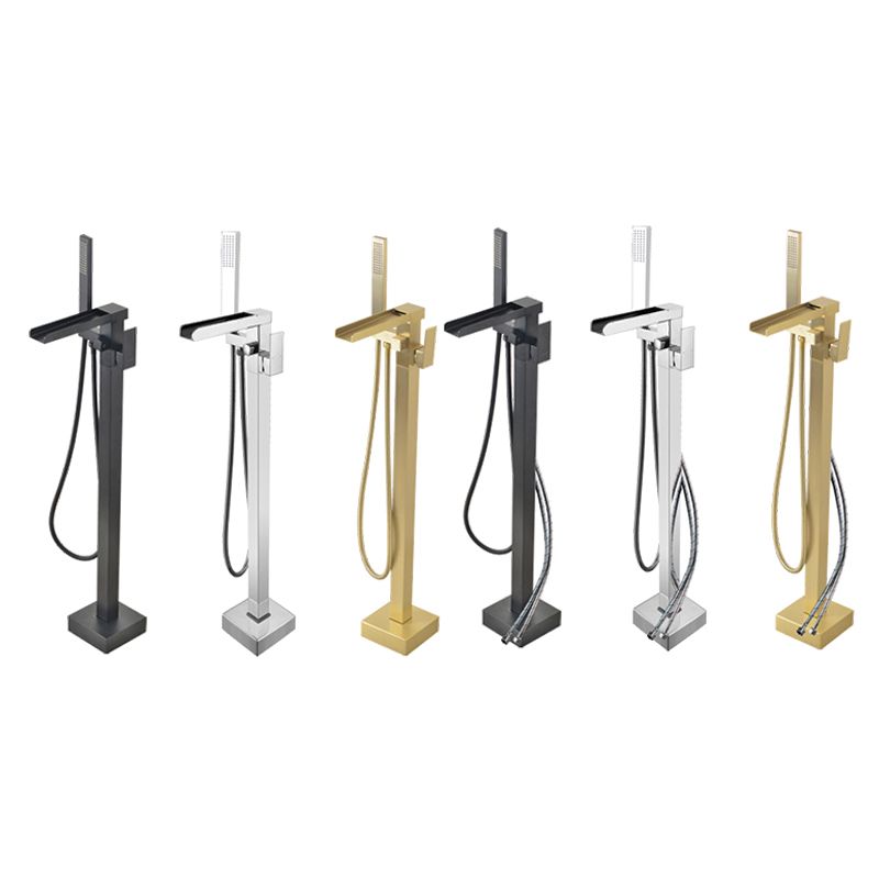 Floor Mounted Metal Freestanding Tub Filler Waterfall Freestanding Faucet with Hose Clearhalo 'Bathroom Remodel & Bathroom Fixtures' 'Bathtub Faucets' 'bathtub_faucets' 'Home Improvement' 'home_improvement' 'home_improvement_bathtub_faucets' 1200x1200_8f215126-d818-4b84-a053-3d042494ddd1