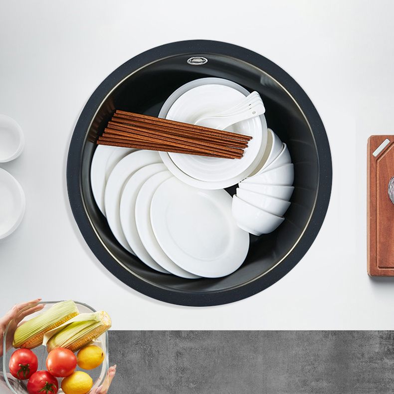 Contemporary Black Quartz Kitchen Sink Single Bowl Sink with Basket Strainer Clearhalo 'Home Improvement' 'home_improvement' 'home_improvement_kitchen_sinks' 'Kitchen Remodel & Kitchen Fixtures' 'Kitchen Sinks & Faucet Components' 'Kitchen Sinks' 'kitchen_sinks' 1200x1200_8f4ed236-66e0-4478-905d-67f701a47202