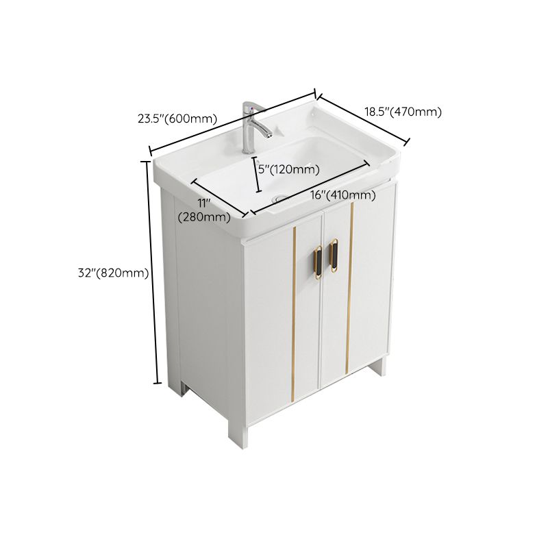 Glam Vanity Rectangle Mirror Metal Frame White Bathroom Vanity with Single Sink Clearhalo 'Bathroom Remodel & Bathroom Fixtures' 'Bathroom Vanities' 'bathroom_vanities' 'Home Improvement' 'home_improvement' 'home_improvement_bathroom_vanities' 1200x1200_8f544e74-1e28-4066-b65b-e0366b66d3cb