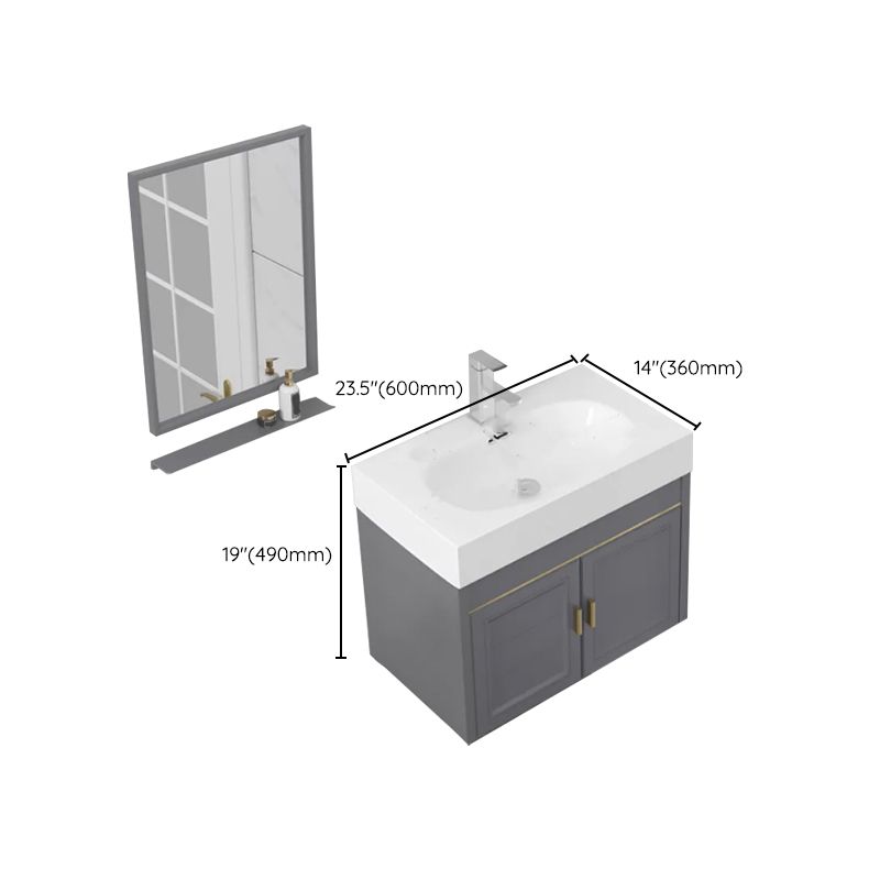 Modern Single Bath Vanity Wall Mount Ceramic Top Bathroom Vanity Clearhalo 'Bathroom Remodel & Bathroom Fixtures' 'Bathroom Vanities' 'bathroom_vanities' 'Home Improvement' 'home_improvement' 'home_improvement_bathroom_vanities' 1200x1200_8f54b368-b82d-4de1-93f1-c435b3b7b0a5